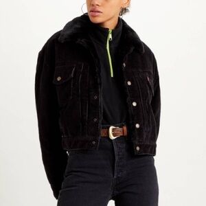 Levi’s Black Corduroy Faux Fur Lined Trucker Jacket